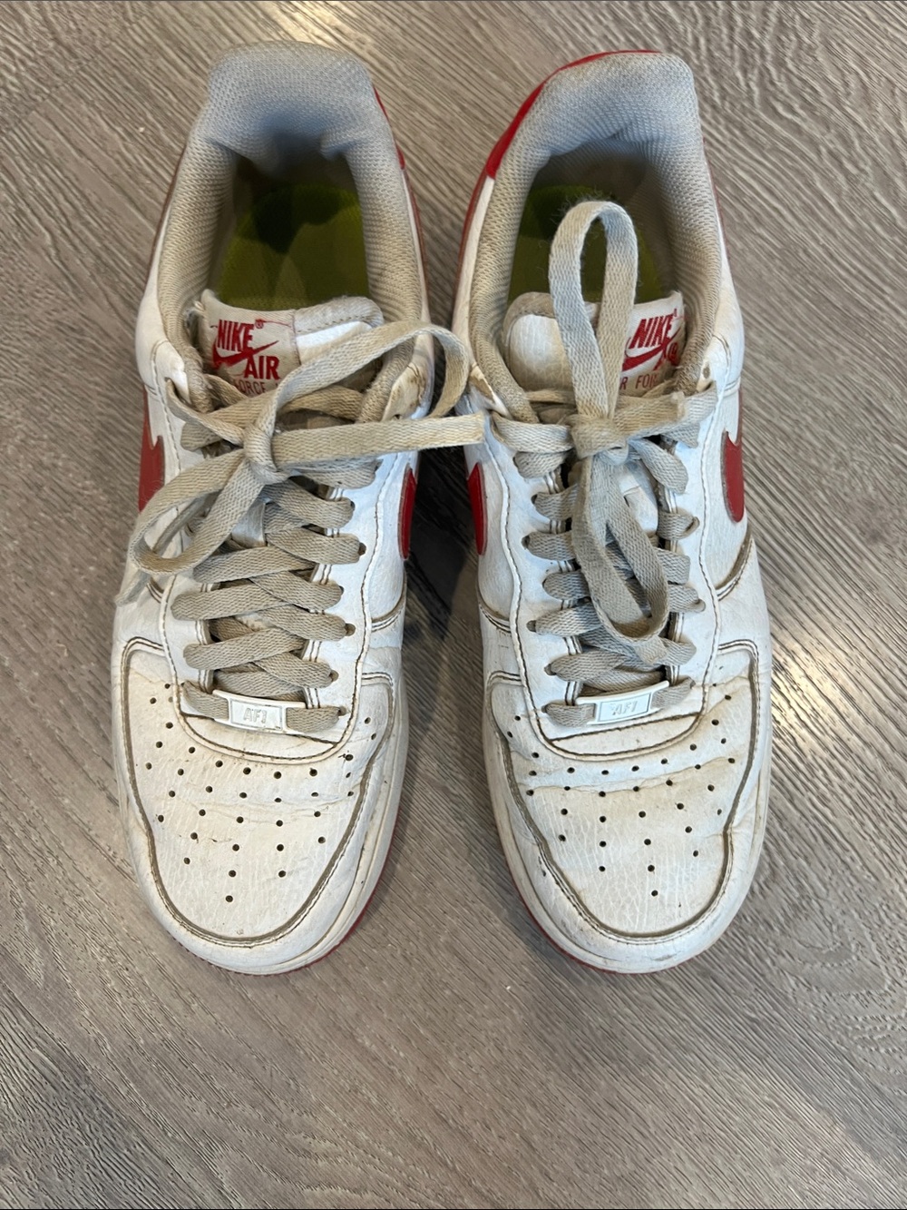 Nike White Sneakers with Red Swoosh